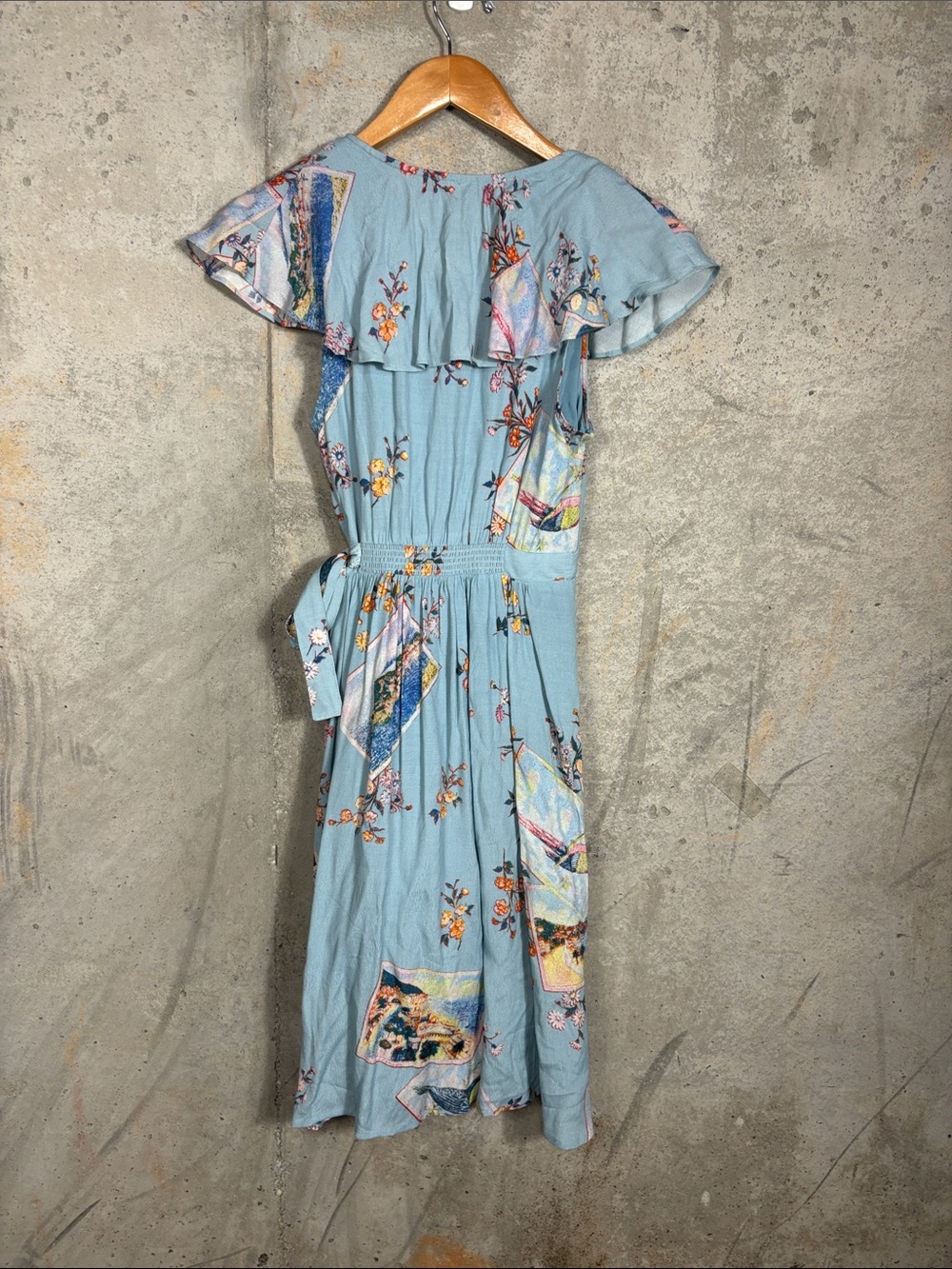 Maeve Anthropologie Rosalia Wrap Dress Ruffled sleeveless bird print - Picture 3 of 11